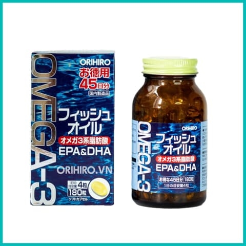 ORIHIRO- Viên uống dầu cá omega-3 hỗ trợ tim mạch 180 viên ( 45 ngày) từ 6 tuổi