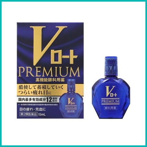 ROHTO - Thuốc Nhỏ Mắt Phục Hồi Cao Cấp V Premium 15ml Màu Xanh Dương (Phục Hồi Thị Lực)