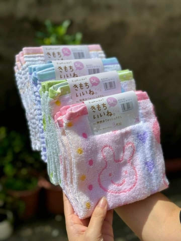 Hayashi - Set 3 Khăn Mặt Cotton Mẫu Kẻ Sọc Xanh