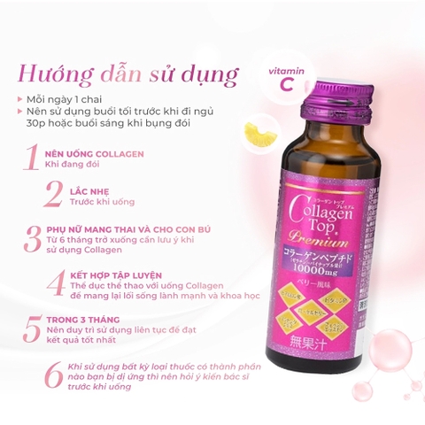 Premium - Nước uống Collagen Shinnippai Top Premium 10.000mg (Hộp 10 chai x 50ml)