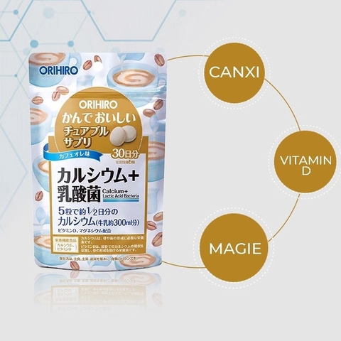 Orihiro - Viên Bổ Sung Canxi Và Lợi Khuẩn 150 Viên Vị Cà Phê Sữa