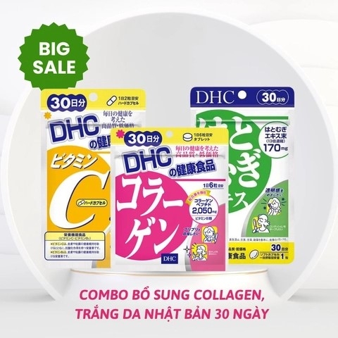 DHC - Combo Bổ Sung Collagen, Trắng Da Nhật Bản 30 Ngày (Vitamin C, Collagen, Coix)