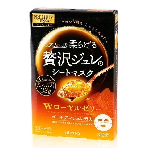 Utena Premium Pusera - Mặt Nạ Sữa Ong Chúa Dưỡng Trắng, Mờ Thâm (Hộp 3 Miếng)