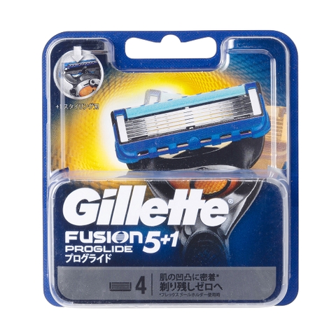 Gillette - Set 4 Lưỡi Dao Cạo Râu Gillette Fusion ProGlide Nhật Bản 5 Lưỡi Kép (Xanh)
