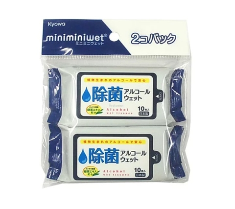 Set 2 gói khăn ướt sát khuẩn Kyowa (20 tờ size nhỏ)