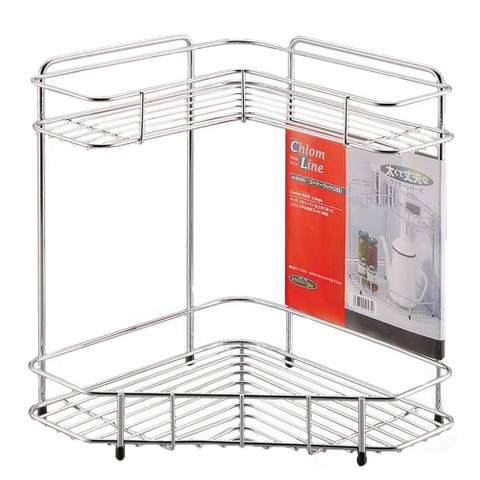 Kệ góc 2 tầng nhà bếp bằng inox (dáng thấp) - Hàng Nhật nội địa