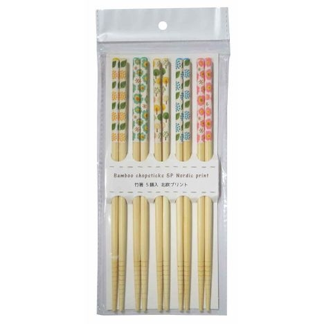 Set 5 đôi đũa gỗ mẫu hoa lá 22.5cm