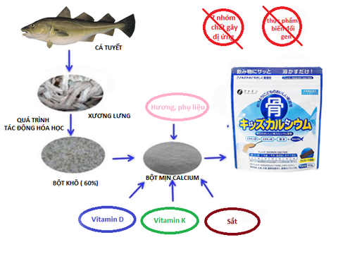 Bột canxi Cá Tuyết FINE BONES Nhật Bản vị socola túi 140g