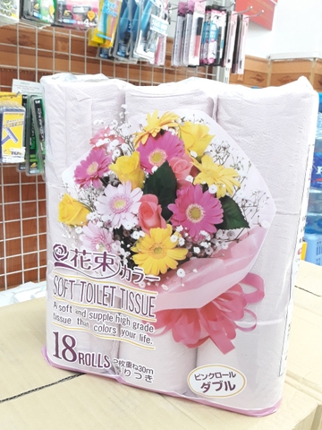 Giấy Vệ Sinh Kháng Khuẩn Hanataba 18 Cuộn 2 Lớp In Hoa