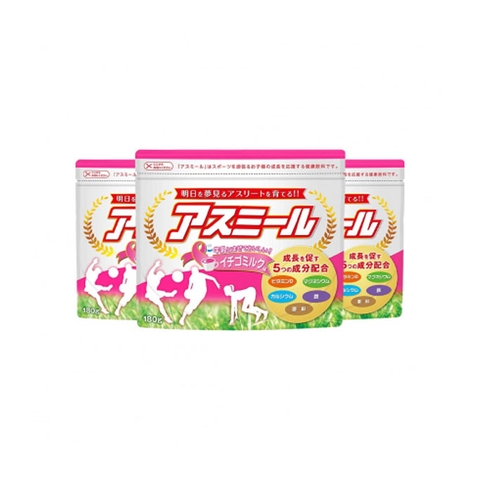 Sữa Phát Triển Chiều Cao ASUMIRU gói 180g Dành Cho Bé Từ 3-16 Tuổi ( vị dâu) - Hàng Nhật nội địa