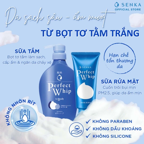 Senka - Bộ Đôi Sữa Tắm Senka Perfect Bubble 500ml Và Sữa Rửa Mặt SENKA Perfect Whip 120g