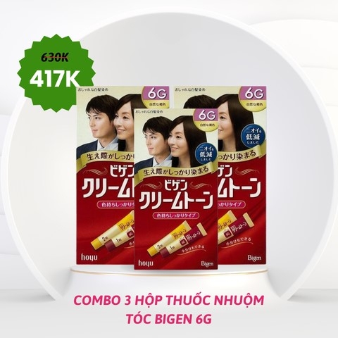 Bigen - Combo 3 Hộp Nhuộm Tóc Thảo Dược 6G (Đen Tự Nhiên)