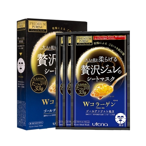 Utena - Hộp 3 Miếng Mặt Nạ Sáp Ong Bổ Sung Collagen (Màu Xanh)