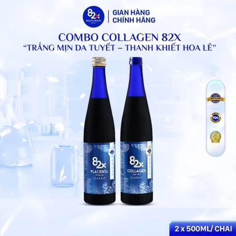 82X - COMBO 2 Chai Nước Uống Collagen & Placenta 82X Classic 500ml