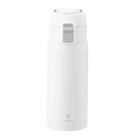Cleanpowder - Bình Giữ Nhiệt Nắp Bật Cao Cấp 350ml (Màu Trắng)