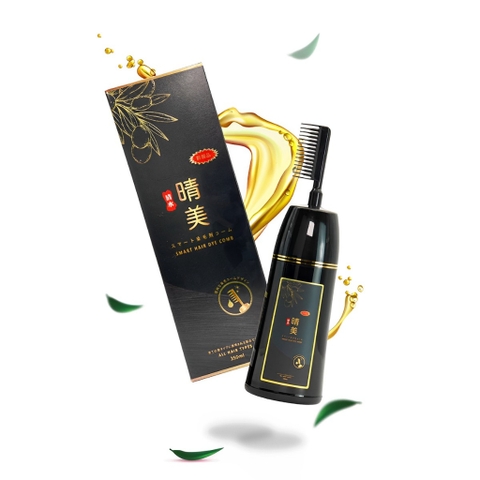 Komi - Dầu Gội Phủ Bạc Thảo Dược Nhật Bản Dạng Chai Có Lược Chải 350ml (Màu Nâu Vàng)