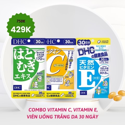 DHC -  Combo Vitamin C, Vitamin E, Viên Uống Trắng Da 30 Ngày