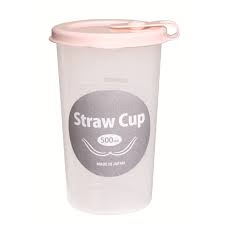 Kokubo - Cốc Uống Nước Có Lỗ Cắm Ống Hút (500ml) Màu Hồng
