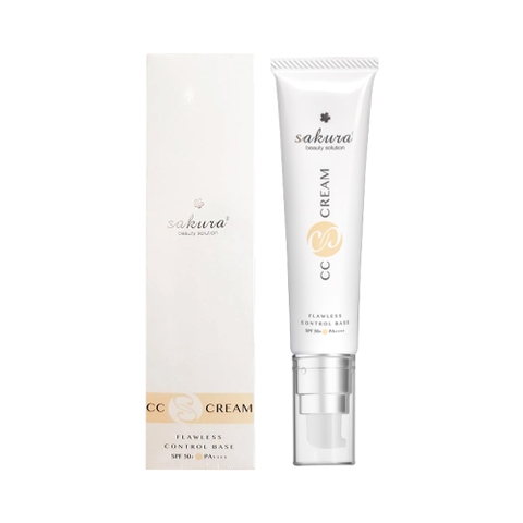 Sakura Beauty - Kem Trang Điểm, Chống Nắng CC Cream Flawless Control Base SPF50+ PA++++ (40ml)