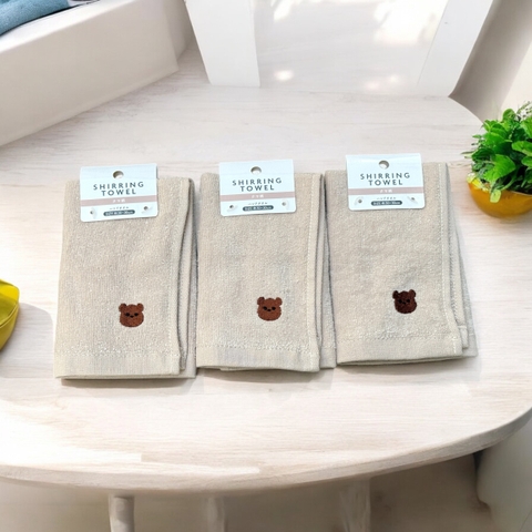 Khăn Mặt Cotton Mềm Mịn Mẫu Gấu Nâu 30x30cm