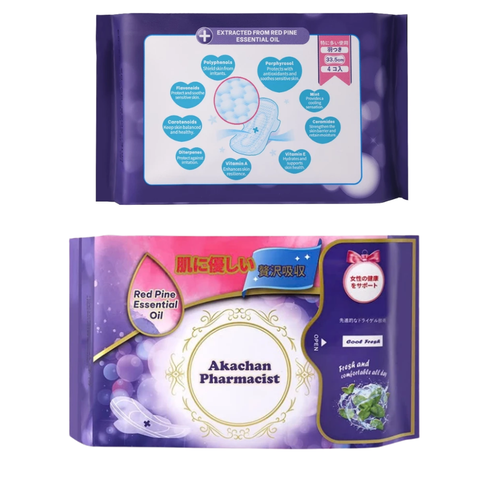 Băng vệ sinh siêu mỏng, siêu thấm hút Akachan Pharmacist ban đêm 33,5cm hương bạc hà ( 4 miếng)