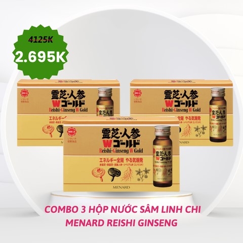 Menard Reishi Ginseng - Combo 3 Hộp Nước Sâm Linh Chi Phục Hồi Thể Lực Nhanh (30 Lọ)