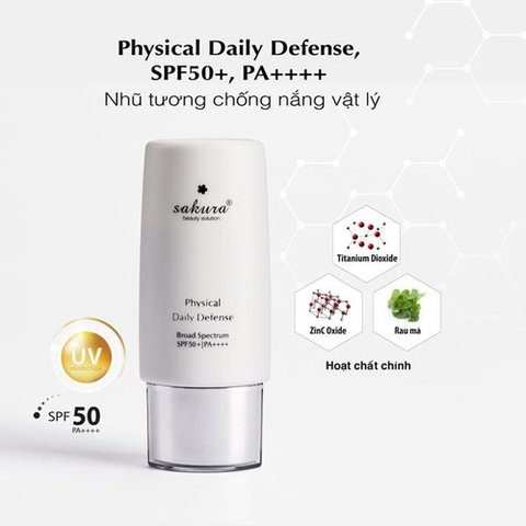 Sakura Beauty - Nhũ Tương Chống Nắng Vật Lý Physical Daily Defense SPF 50+ PA++++ (60g)