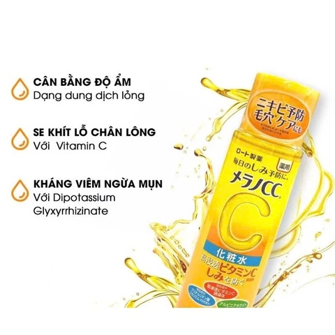 Rohto - Nước Hoa Hồng Melano CC Rohto Lotion 170ml Trắng Da Trị Thâm Nám Tàn Nhang 170ml