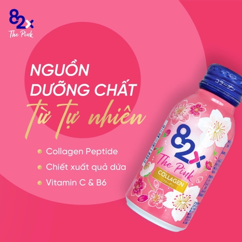 82X - Hộp 10 Chai Nước Uống Bảo Vệ Sức Khỏe 82X The Pink Collagen (Hộp 10 x 100ml)
