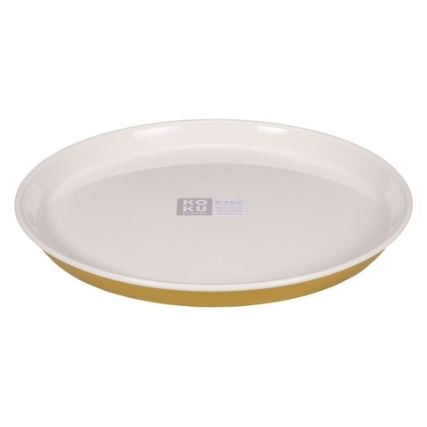 Đĩa nhựa nông lòng màu vàng, size 22.5cm Kokubo