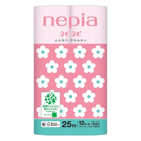 Giấy vệ sinh nepie 2 lớp màu hương hoa anh đào 12 cuộn