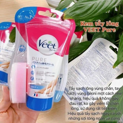 VEET - Kem Tẩy Lông Veet Pure 150g Xanh Lá Dùng Được Cho Da Nhạy Cảm