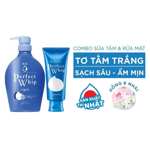 Senka - Bộ Đôi Senka Sữa Tắm Dưỡng Ẩm 500ml Và Sửa Rửa Mặt Tạo Bọt Dưỡng Ẩm Chiết Xuất Tơ Tằm 120g