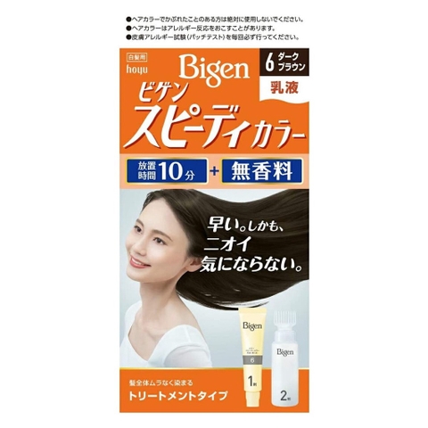 Kem Nhuộm Tóc Bigen Phủ Bạc Speedy 6 Nâu Đen 100ml