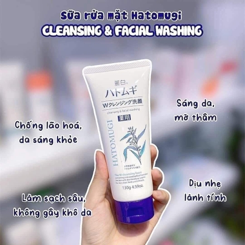 Hatomugi - Sửa Rửa Mặt Ý Dĩ Dưỡng Ẩm, Làm Sáng Da Reihaku Hatomugi Facial Foam Nhật Bản 170g