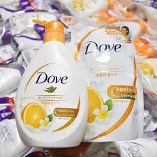 DOVE_Sữa tắm DOVE chai 380ml tặng túi 360ml Hương cam&hoa đại