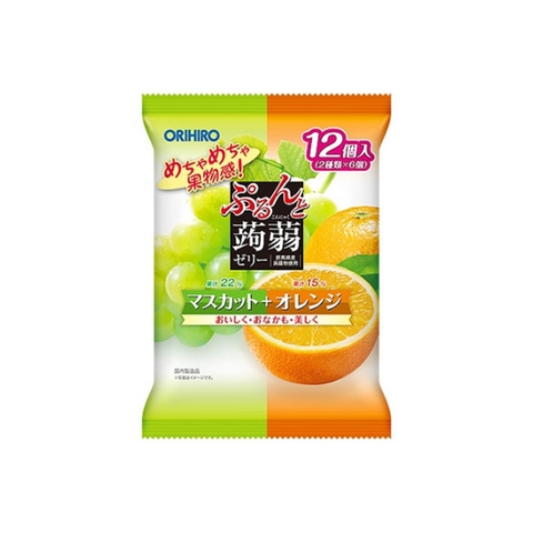 Thạch trái cây Orihiro vị chanh và đào túi 20g x12 chiếc