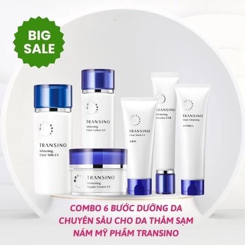 Transino Nhật Bản - Combo 6 Bước Dưỡng Da Chuyên Sâu Cho Da Thâm Sạm Nám