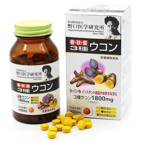 Noguchi - Viên Nghệ Giải Rượu, Giải Độc Tố Gan 240 Viên 1800mg Three Turmerics Noguchi