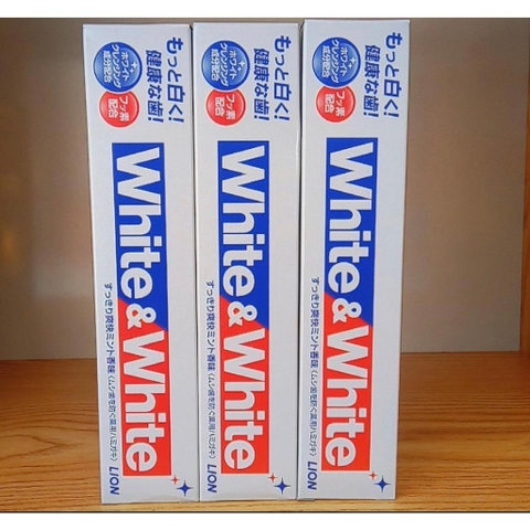White & White Lion - Combo 3 Tuýp Kem Đánh Răng Trắng Răng 150g Nhật Bản