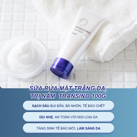 Transino - Sữa rửa mặt trắng da trị nám Transino Clear Wash EX 100g