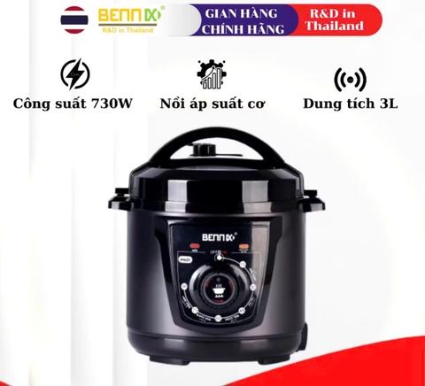 Nồi Áp Suất Điện Núm Vặn Cơ, Dung Tích 3L Bennix BN-25P, Bảo Hành 1 Năm hàng chính hãng