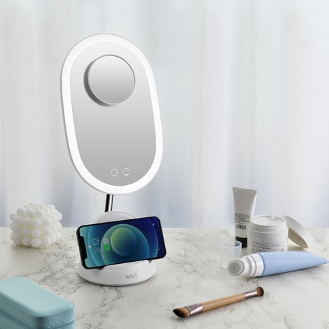 Gương trang điểm cảm ứng tích hợp đèn LED kèm sạc không dây WILIT QU10AM cao cấp