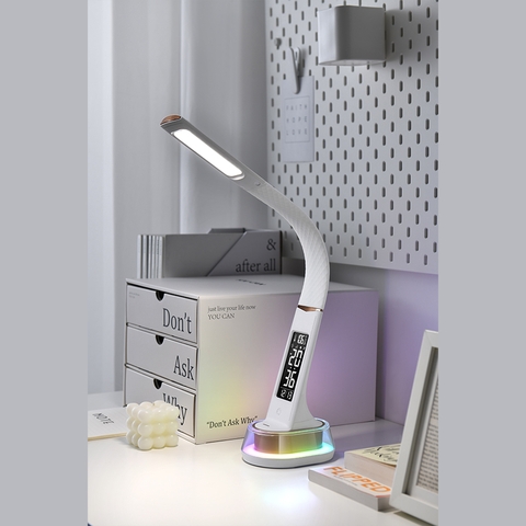Đèn bàn LED cảm ứng tích hợp màn hình đồng hồ HD và đèn RGB Wilit C13A cao cấp