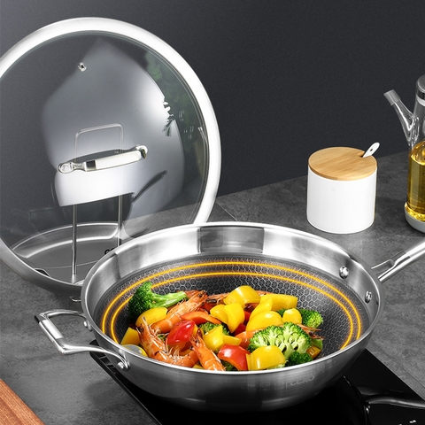 Chảo inox chống dính sâu lòng có nắp đậy CCKO CK9703 cao cấp