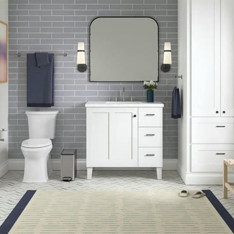 Thùng rác chữ nhật 10l Kohler Slim màu bạc inox