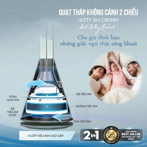 Quạt tháp 2 chiều sưởi ấm và làm mát U ULTTY CR018H cao cấp