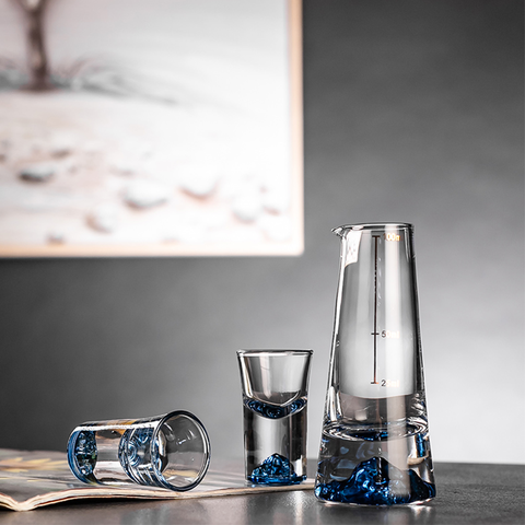 Set 6 ly uống rượu kèm cốc đong bằng thủy tinh pha lê Z－Shine cao cấp