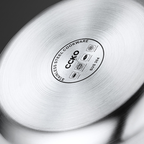 Chảo inox đúc nguyên khối chống dính 3 lớp có nắp đậy CK9721 cao cấp