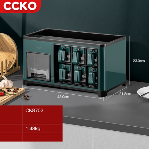 Kệ đựng gia vị kèm 6 lọ đựng gia vị CCKO CK8702 cao cấp